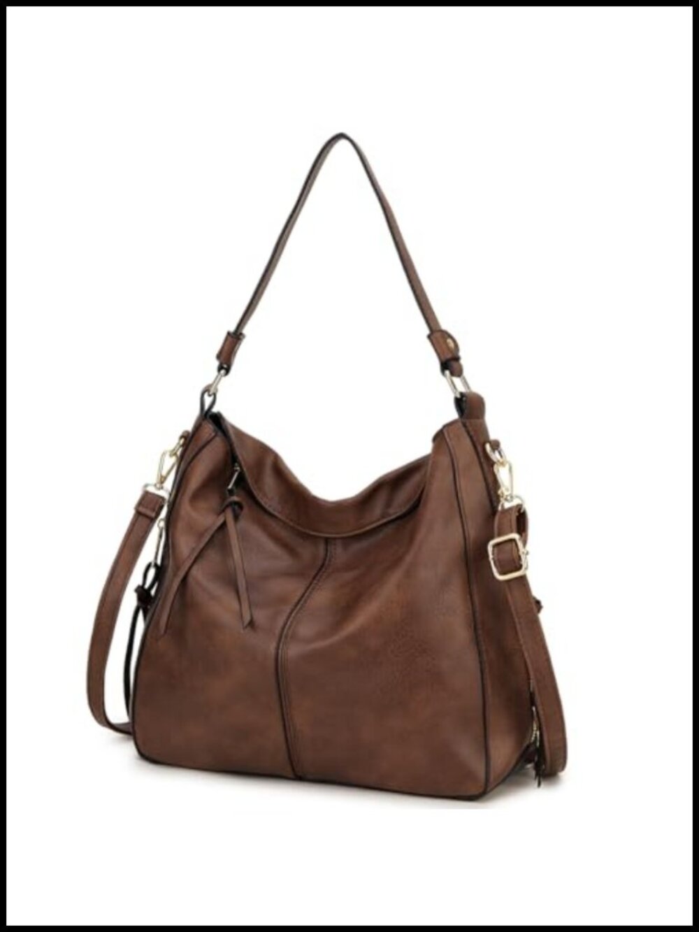 Faux Leather Hobo Shoulder Bag Fits 10.9" iPad Multi Pocket